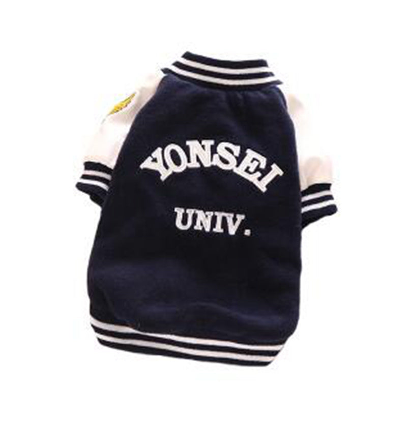 Korea University Pet Cotton Baseball Jacket – Warm Winter Dog Clothes