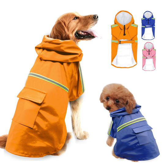 Waterproof Reflective Dog Raincoat – Lightweight Pet Rain Jacket with Hood for Small to Large Dogs