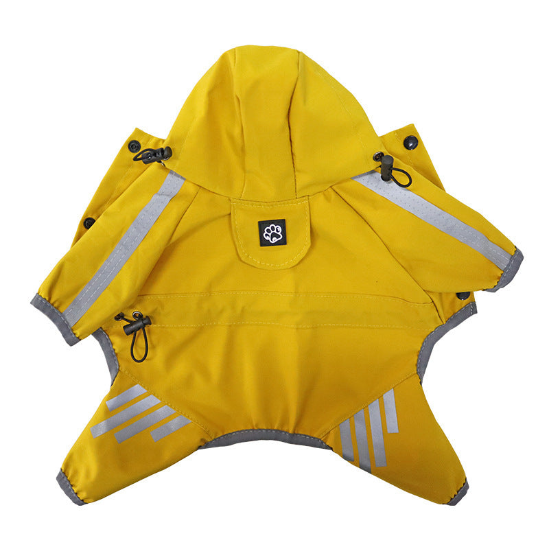 Full-Coverage Waterproof Dog Raincoat – 4-Leg Pet Rain Cape with Hood for Small to Large Dogs