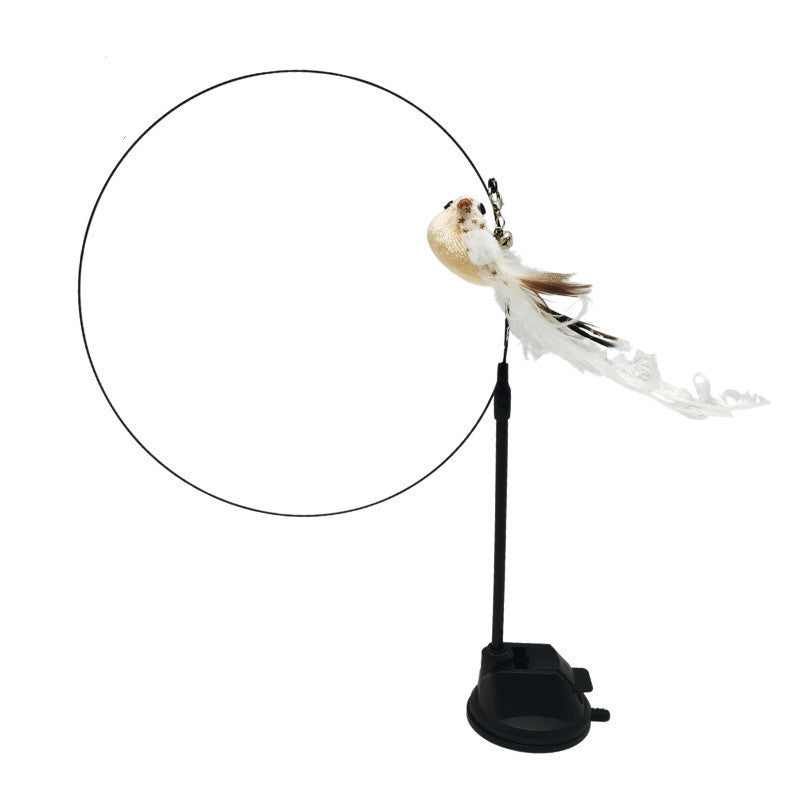 Steel Wire Feather Cat Teaser Toy – Long Rod Interactive Funny Wand for Cats