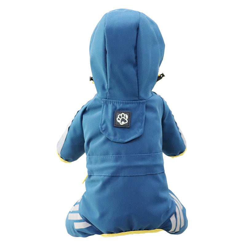 Full-Coverage Waterproof Dog Raincoat – 4-Leg Pet Rain Cape with Hood for Small to Large Dogs
