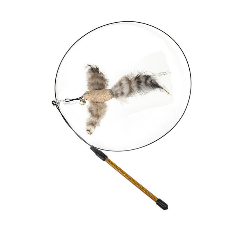 Steel Wire Feather Cat Teaser Toy – Long Rod Interactive Funny Wand for Cats