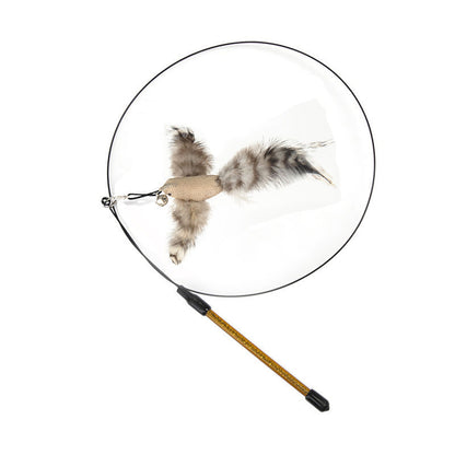 Steel Wire Feather Cat Teaser Toy – Long Rod Interactive Funny Wand for Cats