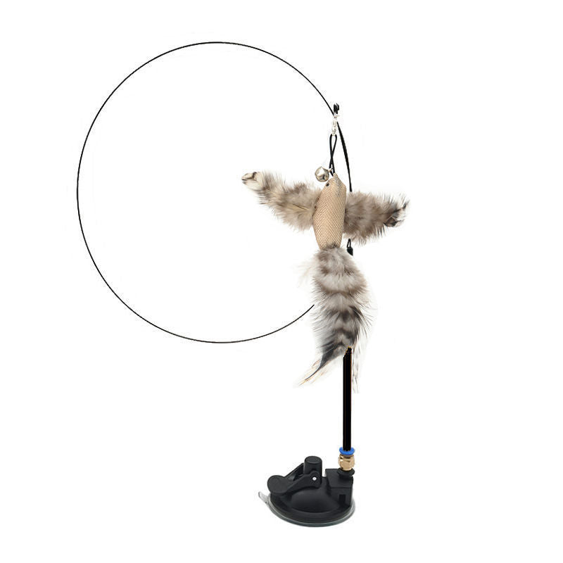 Steel Wire Feather Cat Teaser Toy – Long Rod Interactive Funny Wand for Cats