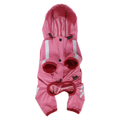 Full-Coverage Waterproof Dog Raincoat – 4-Leg Pet Rain Cape with Hood for Small to Large Dogs