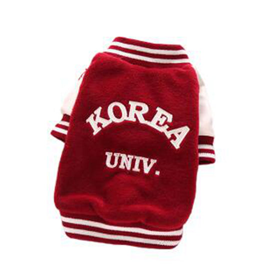 Korea University Pet Cotton Baseball Jacket – Warm Winter Dog Clothes