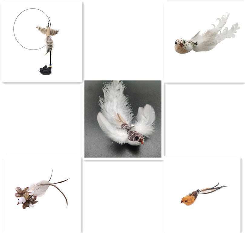 Steel Wire Feather Cat Teaser Toy – Long Rod Interactive Funny Wand for Cats