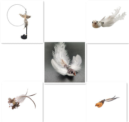 Steel Wire Feather Cat Teaser Toy – Long Rod Interactive Funny Wand for Cats