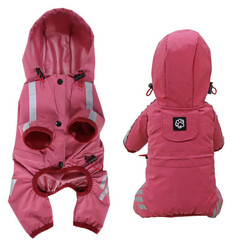 Full-Coverage Waterproof Dog Raincoat – 4-Leg Pet Rain Cape with Hood for Small to Large Dogs
