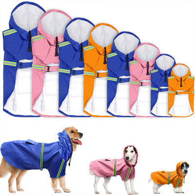 Spring and Summer Dog Raincoat - Waterproof PU Cape with Reflective Features for Large Dogs