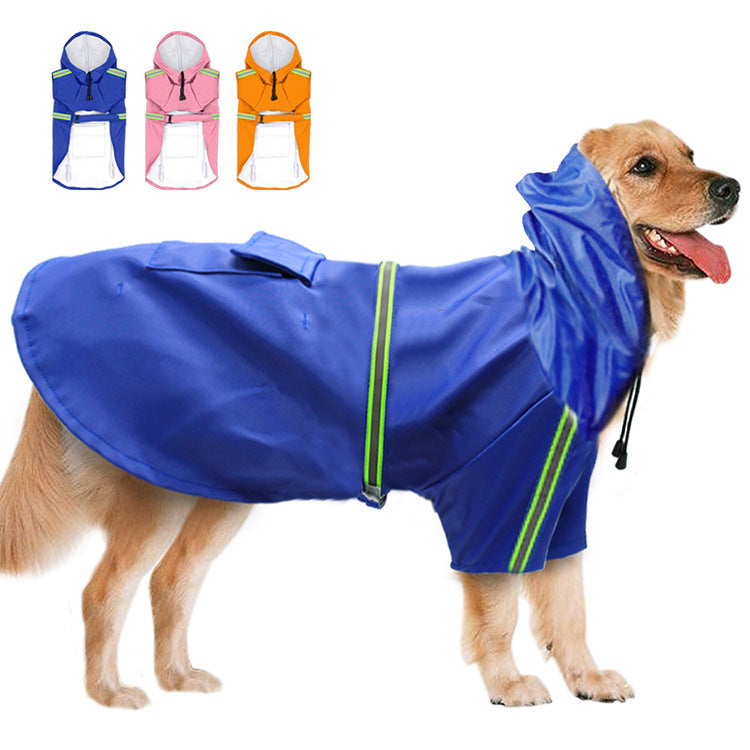 Spring and Summer Dog Raincoat - Waterproof PU Cape with Reflective Features for Large Dogs