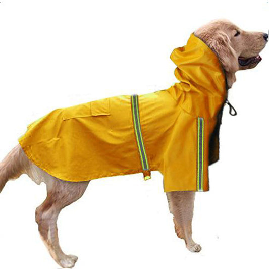 Spring and Summer Dog Raincoat - Waterproof PU Cape with Reflective Features for Large Dogs