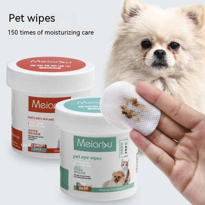 Pet Ear & Eye Cleaning Wipes – Gentle Tear Stain Remover for Dogs & Cats