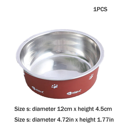 Pet Food Bowl Stainless Steel Pet Bowl New Double Thickened Floor Suction Dog Bowl Scandinavian Style Non-Slip Pet Bowl