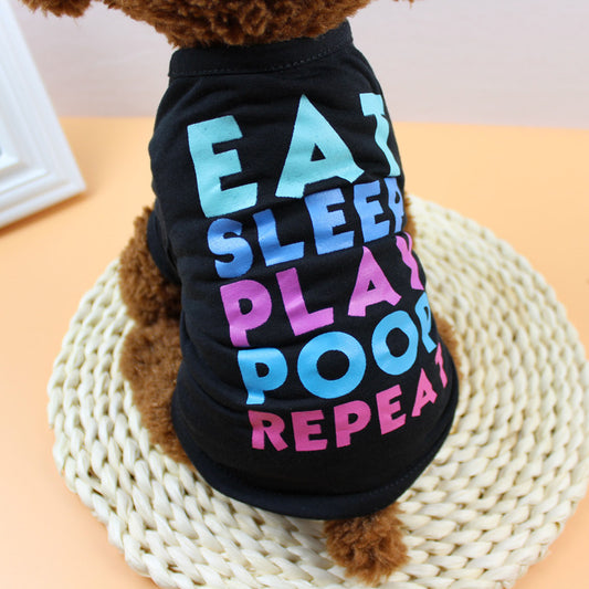 Funny Pet T-Shirt - 'Eat, Sleep, Play, Poop, Repeat' Graphic Tee for Dogs