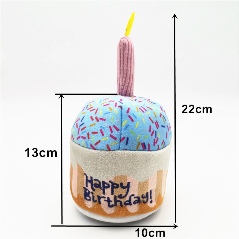 Cute Dog Birthday Cake Plush Toy - Adorable Plush Cake Toy for Dog Birthday Celebrations