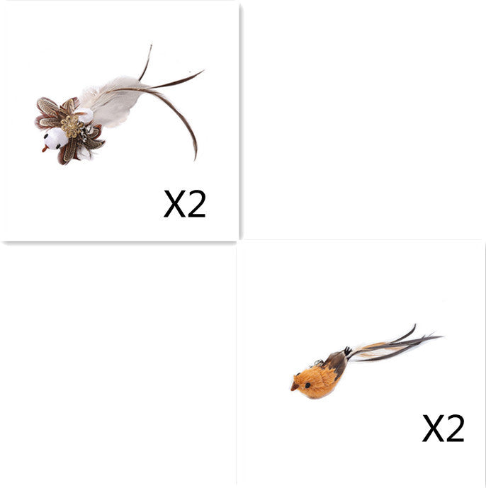 Steel Wire Feather Cat Teaser Toy – Long Rod Interactive Funny Wand for Cats