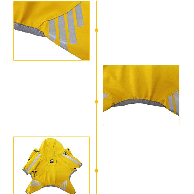 Full-Coverage Waterproof Dog Raincoat – 4-Leg Pet Rain Cape with Hood for Small to Large Dogs