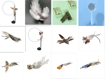 Steel Wire Feather Cat Teaser Toy – Long Rod Interactive Funny Wand for Cats