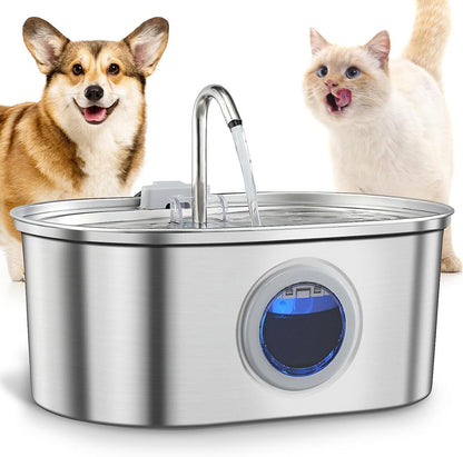 Stainless Steel Pet Water Dispenser – Automatic Non-Spill Drinking Feeder for Dogs & Cats