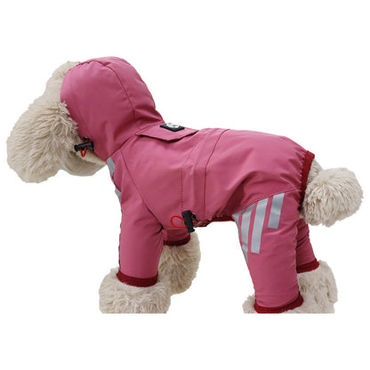 Full-Coverage Waterproof Dog Raincoat – 4-Leg Pet Rain Cape with Hood for Small to Large Dogs