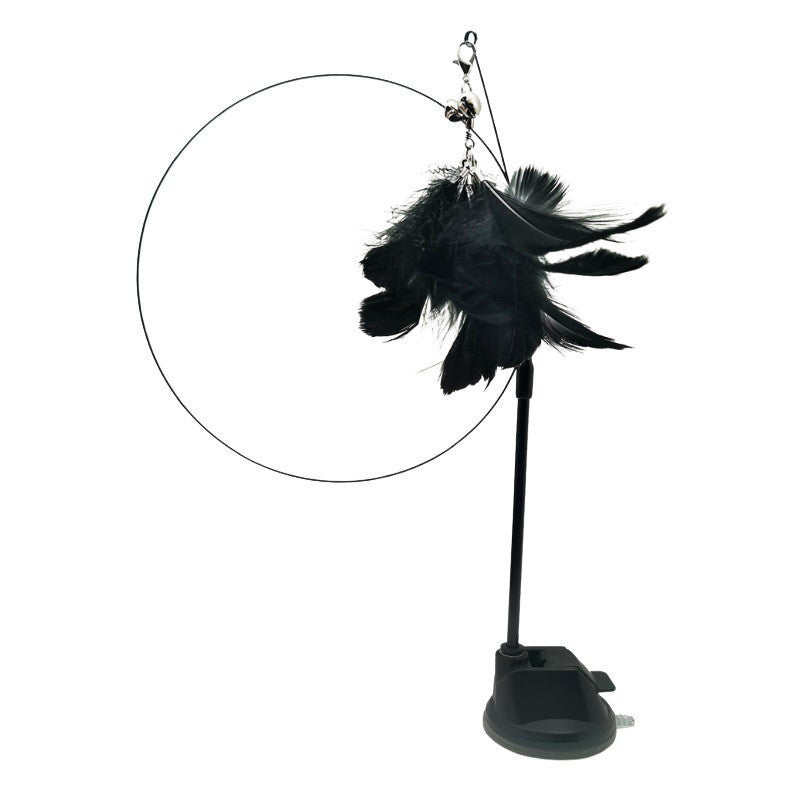 Steel Wire Feather Cat Teaser Toy – Long Rod Interactive Funny Wand for Cats