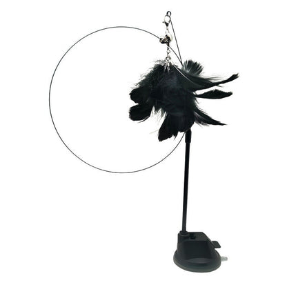 Steel Wire Feather Cat Teaser Toy – Long Rod Interactive Funny Wand for Cats
