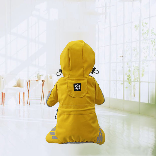 Full-Coverage Waterproof Dog Raincoat – 4-Leg Pet Rain Cape with Hood for Small to Large Dogs