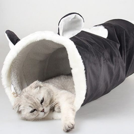 Cartoon Animal Cat Tunnel – Crinkle Paper Play Tube with Tee Design for Kittens & Cats