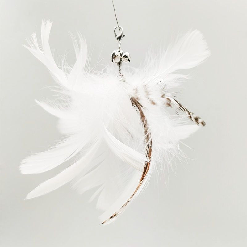 Steel Wire Feather Cat Teaser Toy – Long Rod Interactive Funny Wand for Cats
