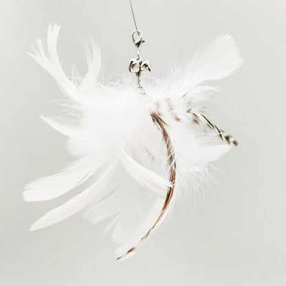 Steel Wire Feather Cat Teaser Toy – Long Rod Interactive Funny Wand for Cats