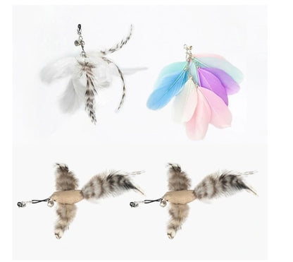 Steel Wire Feather Cat Teaser Toy – Long Rod Interactive Funny Wand for Cats