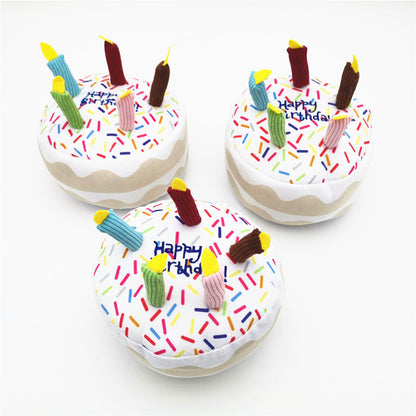 Cute Dog Birthday Cake Plush Toy - Adorable Plush Cake Toy for Dog Birthday Celebrations