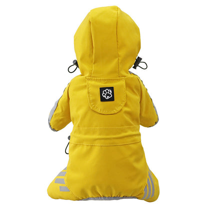 Full-Coverage Waterproof Dog Raincoat – 4-Leg Pet Rain Cape with Hood for Small to Large Dogs