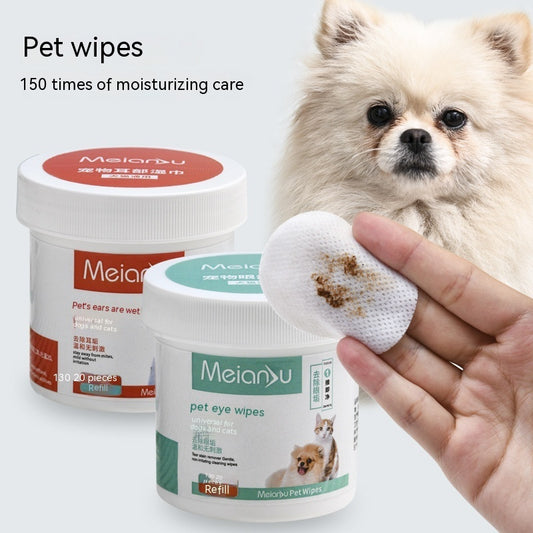 Pet Ear & Eye Cleaning Wipes – Gentle Tear Stain Remover for Dogs & Cats