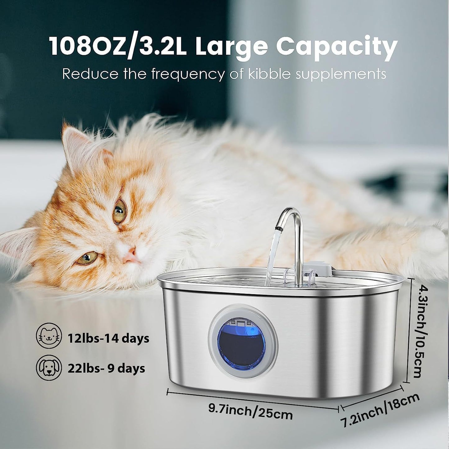 Stainless Steel Pet Water Dispenser – Automatic Non-Spill Drinking Feeder for Dogs & Cats