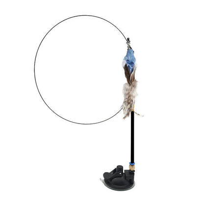 Steel Wire Feather Cat Teaser Toy – Long Rod Interactive Funny Wand for Cats