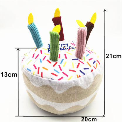 Cute Dog Birthday Cake Plush Toy - Adorable Plush Cake Toy for Dog Birthday Celebrations