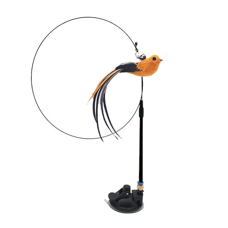 Steel Wire Feather Cat Teaser Toy – Long Rod Interactive Funny Wand for Cats