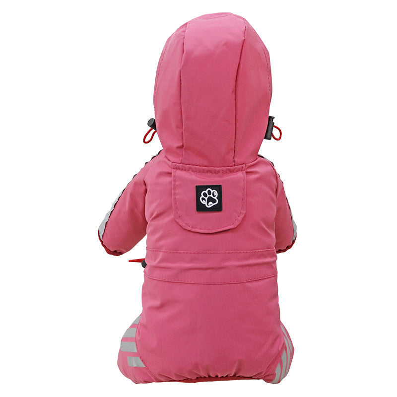 Full-Coverage Waterproof Dog Raincoat – 4-Leg Pet Rain Cape with Hood for Small to Large Dogs